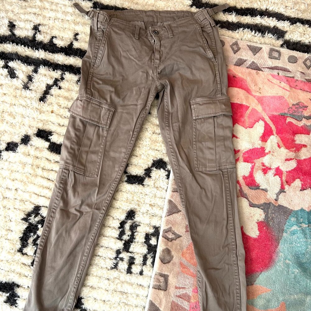 J Brand skinny cargo pants in a tan/gray